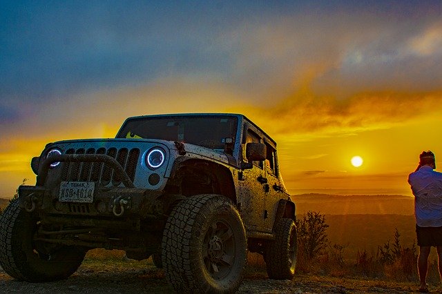 Free download Jeep Outdoors Sunset -  free photo or picture to be edited with GIMP online image editor