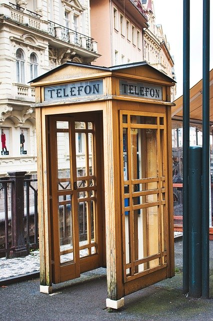 Free download Karlovy Vary Phone Booth Old -  free photo or picture to be edited with GIMP online image editor