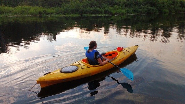 Free download Kayak Girl Lake -  free photo or picture to be edited with GIMP online image editor