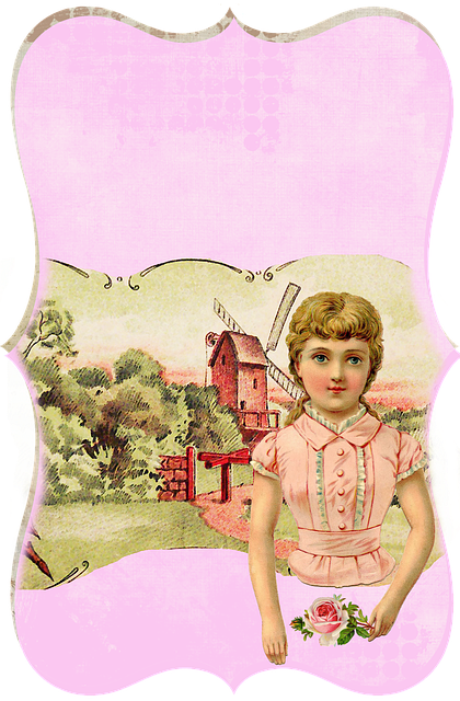 Free download Label Vintage Girl -  free illustration to be edited with GIMP free online image editor