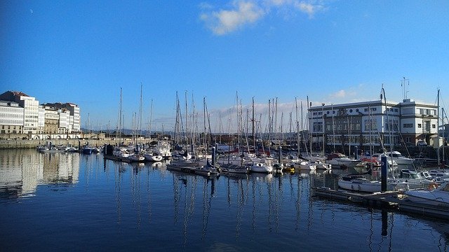 Free download la coruna yacht reflection water free picture to be edited with GIMP free online image editor