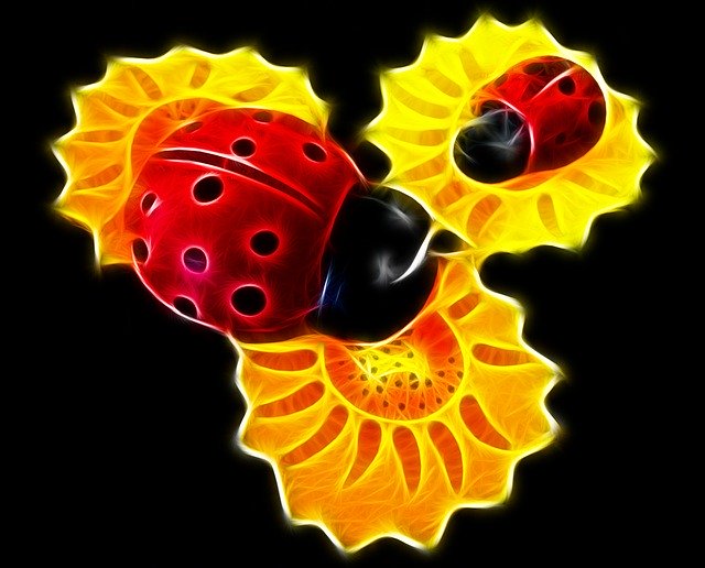 Free download Ladybug Flowers Red -  free illustration to be edited with GIMP free online image editor