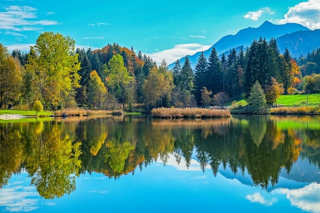 Free download lake autumn trees mountains nature free picture to be edited with GIMP free online image editor