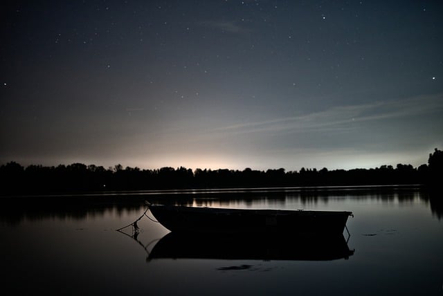 Free download lake boat stars night nature free picture to be edited with GIMP free online image editor