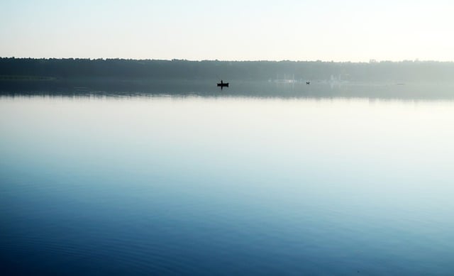 Free download lake dawn fisherman haze horizon free picture to be edited with GIMP free online image editor