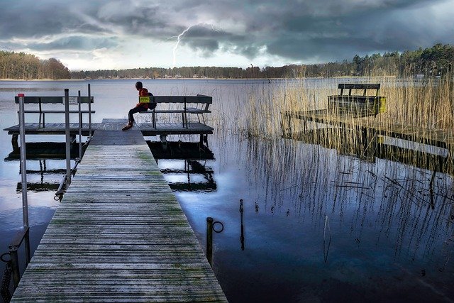 Free download lake dock storm stormy weather free picture to be edited with GIMP free online image editor