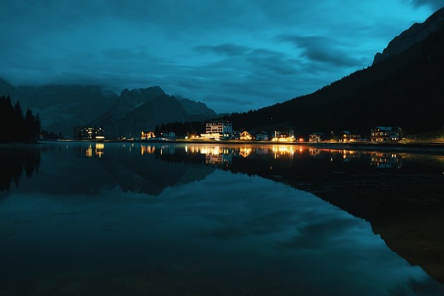 Free download lake night village mountains free picture to be edited with GIMP free online image editor