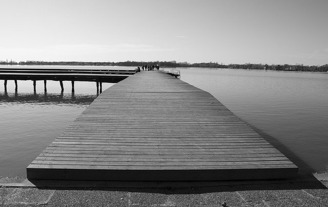 Free download lake pier monochrome wood dock free picture to be edited with GIMP free online image editor