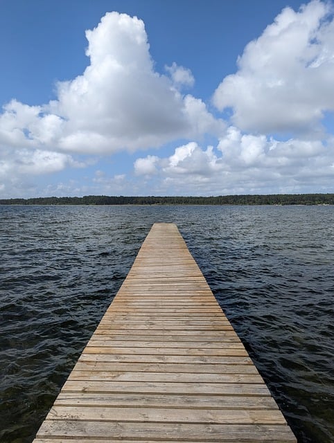 Free download lake pontoon moors water sky free picture to be edited with GIMP free online image editor