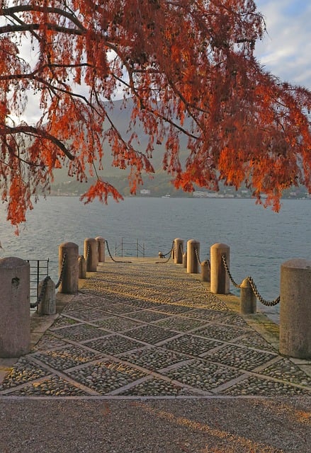 Free download lakeside lake como pier sunset free picture to be edited with GIMP free online image editor