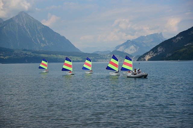 Free download Lake Thun Optimists Sail -  free photo or picture to be edited with GIMP online image editor