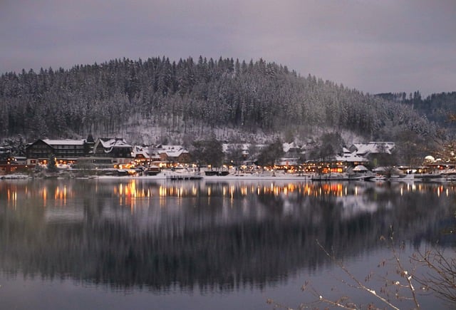 Free download lake village winter in the evening free picture to be edited with GIMP free online image editor