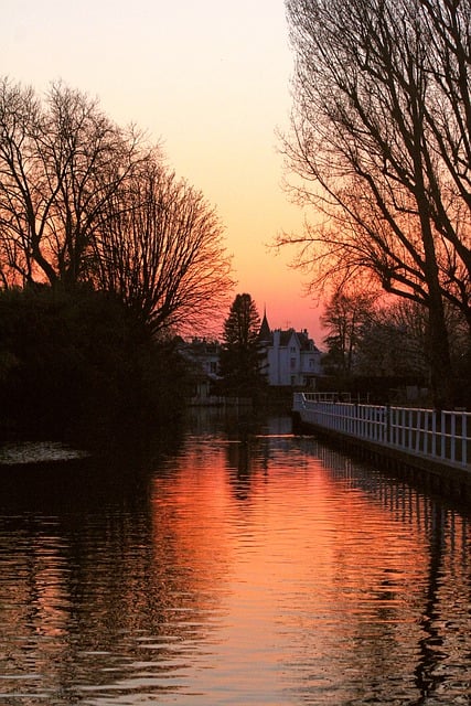 Free download lake winter tree sunset orange free picture to be edited with GIMP free online image editor