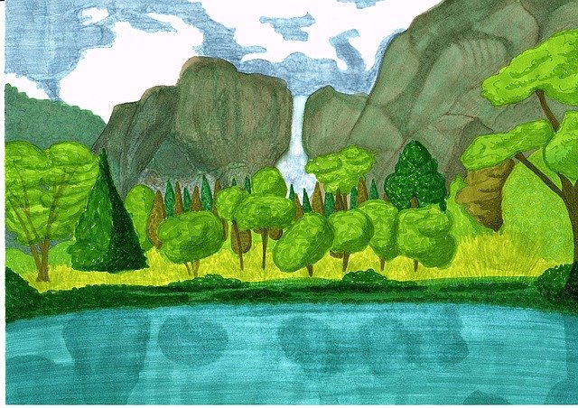 Free download Landscape Drawing Nature -  free illustration to be edited with GIMP free online image editor