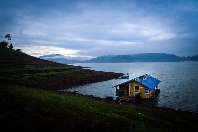 Free download Landscape Morning Boathouse -  free photo or picture to be edited with GIMP online image editor