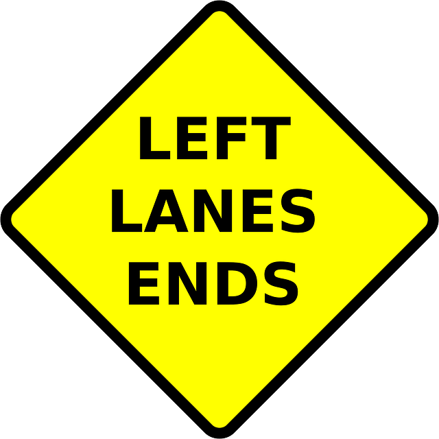 Free download Left Lane Ends - Free vector graphic on Pixabay free illustration to be edited with GIMP free online image editor