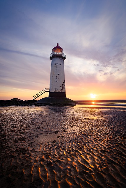 Free download lighthouse beach sunset talacre free picture to be edited with GIMP free online image editor