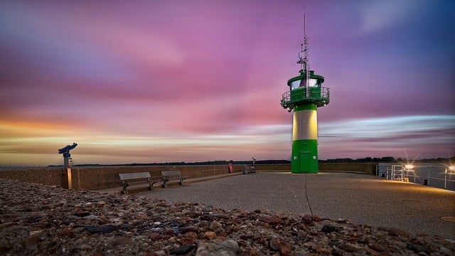 Free download lighthouse beacon coast pier night free picture to be edited with GIMP free online image editor