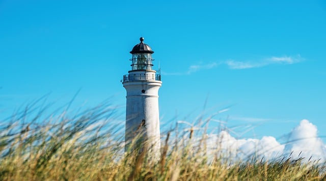 Free download lighthouse grass sand dunes clouds free picture to be edited with GIMP free online image editor