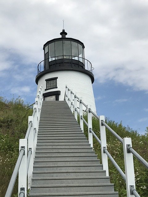 Free download Lighthouse Maine Steps -  free photo or picture to be edited with GIMP online image editor