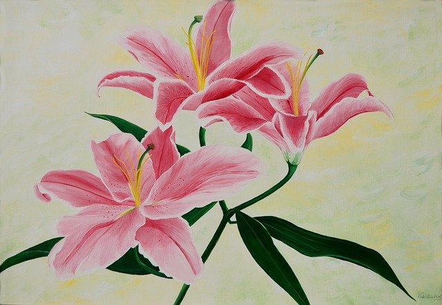 Free download Lily Acrylbild Painting -  free illustration to be edited with GIMP free online image editor