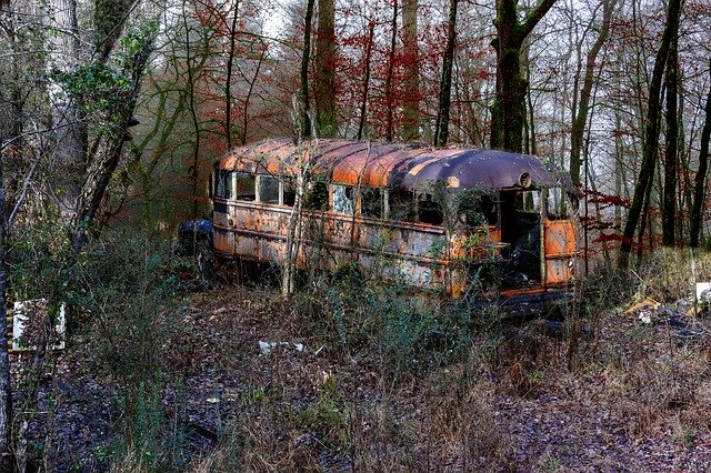 Free download Lost Places Old Bus Ruin -  free photo or picture to be edited with GIMP online image editor