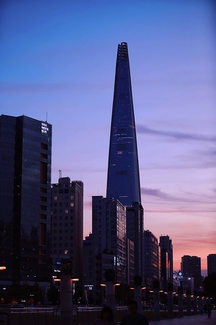 Free download Lotte Tower Architecture Night -  free photo or picture to be edited with GIMP online image editor