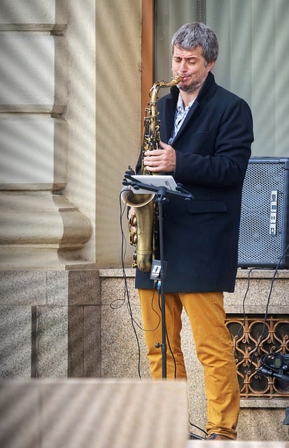 Free download man adult busker playing saxophone free picture to be edited with GIMP free online image editor