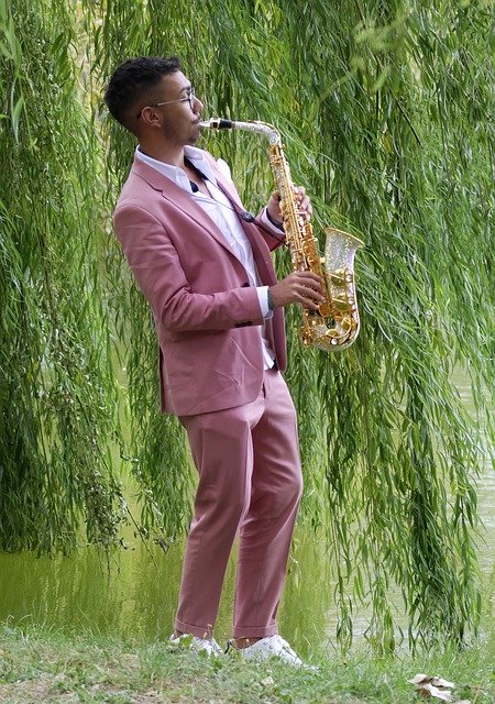 Free download man suit saxophone wind instrument free picture to be edited with GIMP free online image editor