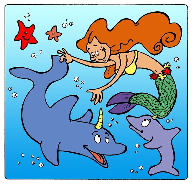 Free download Mermaid Dolphin Ocean -  free illustration to be edited with GIMP free online image editor