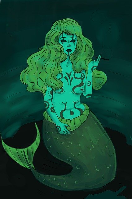 Free download Mermaid Green -  free illustration to be edited with GIMP free online image editor