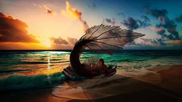 Free download Mermaid Sunset Sea -  free illustration to be edited with GIMP free online image editor