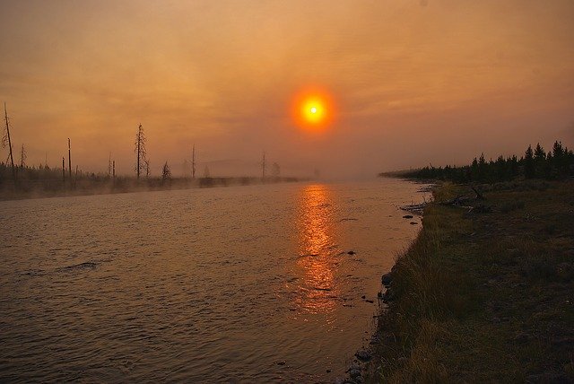 Free download Misty Madison River Sunrise -  free photo or picture to be edited with GIMP online image editor