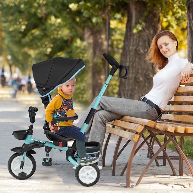 Free download mom son stroller bench park fun free picture to be edited with GIMP free online image editor