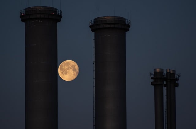 Free download moon chimney power plant night free picture to be edited with GIMP free online image editor