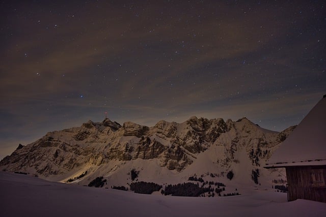 Free download mountain nature night stars snow free picture to be edited with GIMP free online image editor