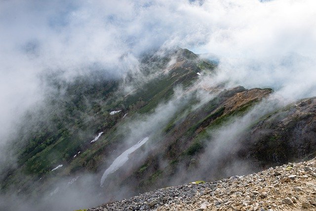 Free download mountainous landscape flowing clouds free picture to be edited with GIMP free online image editor