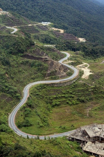 Free download Mountain Road Aerial View Curve -  free photo or picture to be edited with GIMP online image editor