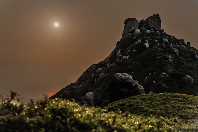 Free download mountains night view crescent moon free picture to be edited with GIMP free online image editor