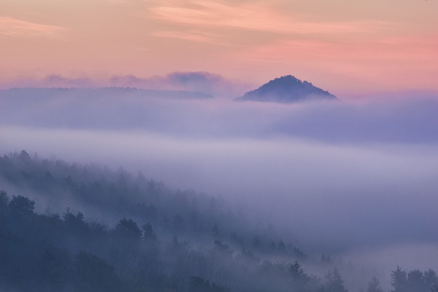 Free download mountains sunrise fall fog trees free picture to be edited with GIMP free online image editor