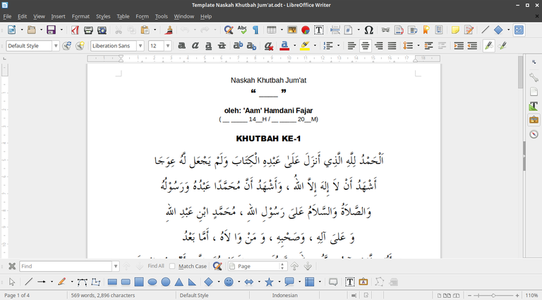 نموذج مجاني Naskah Khutbah Jumat صالح لـ LibreOffice و OpenOffice و Microsoft Word و Excel و Powerpoint و Office 365