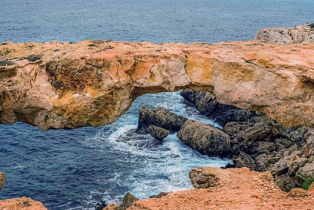 Free download natural arch sea cape greco island free picture to be edited with GIMP free online image editor