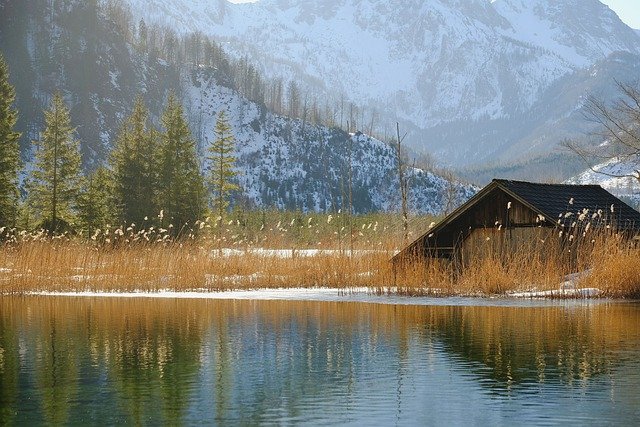 Free download nature landscape lake lake hut hut free picture to be edited with GIMP free online image editor