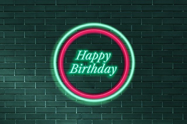 Free download Neon Happy Birthday Dark -  free illustration to be edited with GIMP free online image editor