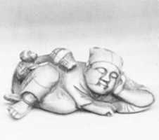 Free download Netsuke of a Man Sleeping while Monkey Steals Contents of Basket free photo or picture to be edited with GIMP online image editor