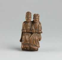 Free download Netsuke of Man and Woman Sitting on a Box free photo or picture to be edited with GIMP online image editor