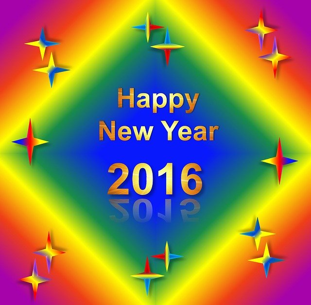 Free download New Year 2016 Rainbow -  free illustration to be edited with GIMP free online image editor