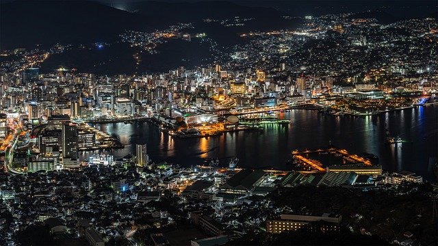 Free download night view nagasaki nagasaki port free picture to be edited with GIMP free online image editor