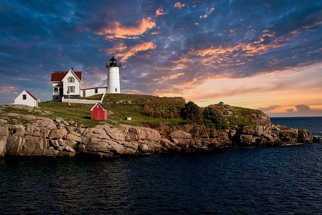 Free download nubble lighthouse twilight maine free picture to be edited with GIMP free online image editor