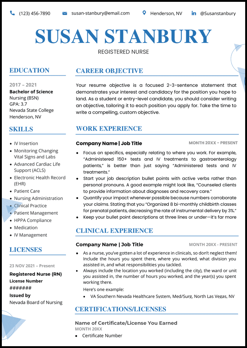 nursing word resume templates